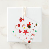 Frohe Weihnachts Rot gemischte Ornamente mit Text Geschenkanhänger (Beispiel)