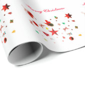 Frohe Weihnachts Rot gemischte Ornamente mit Text Geschenkpapier (Rolleneckpunkt)