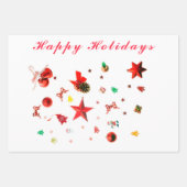 Frohe Weihnachts Rot gemischte Ornamente mit Text Geschenkpapier Set (Vorderseite 3)