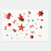 Frohe Weihnachts Rot gemischte Ornamente mit Text Geschenkpapier Set (Vorderseite)