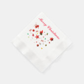 Frohe Weihnachts Rot gemischte Ornamente mit Text Serviette (Ecke)