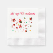Frohe Weihnachts Rot gemischte Ornamente mit Text Serviette (Vorderseite)