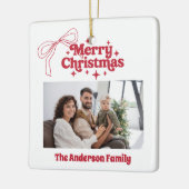 Frohe Weihnachts rot gezeichnet Bogen Retro-Foto Keramikornament (Links)