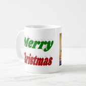Frohe Weihnachts-Rot-Grün-Foto-Typografie Kaffeetasse (Vorderseite Links)