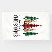 Frohe Weihnachts Rot Grün Karierte Bäume Banner (Horizontal)