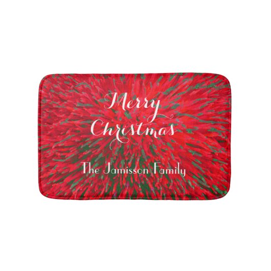 Frohe Weihnachts Rot Grün, Name, Plush Badematte (Vorderseite)