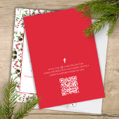 Frohe Weihnachts Rot Grün Pinecone Party QR Code Einladung