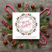 Frohe Weihnachts Rot Grün Pinecone Party QR Code Einladung