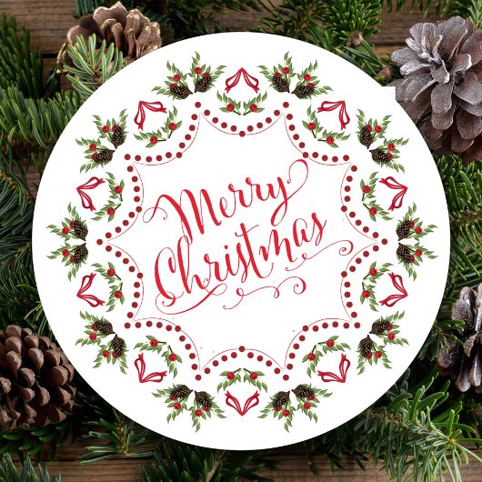 Frohe Weihnachts Rot Grün Pinecone Party QR Code Einladung