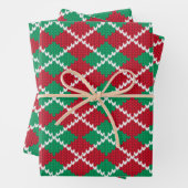 Frohe Weihnachts Rot & Grün Raute Muster Geschenkpapier Set (Beispiel)