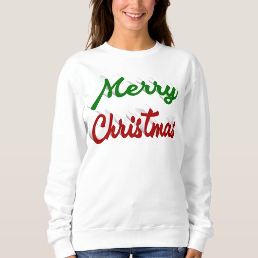 Frohe Weihnachts Rot-Grün-Skript Sweatshirt (Vorderseite)