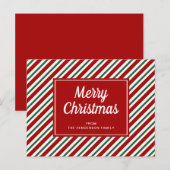 Frohe Weihnachts Rot-Grün-Streifen Muster Postkarte (Vorne/Hinten)