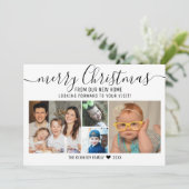 Frohe Weihnachts Rot Kariert 4 Foto Urlaub Moving Ankündigung (Stehend Vorderseite)