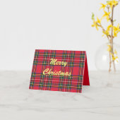 Frohe Weihnachts Rot Kariert geklappte Grußkarte Karte (Gelbe Blume)