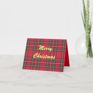 Frohe Weihnachts Rot Kariert geklappte Grußkarte Karte