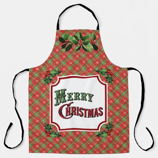 Frohe Weihnachts Rot Kariert Schürze (Vorderseite)