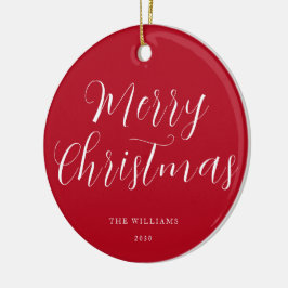 Frohe Weihnachts Rot Minimalistisch Keramik Ornament