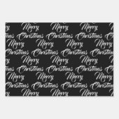 Frohe Weihnachts Rot Schwarz-weiße Drehbuch elegan Geschenkpapier Set (Vorderseite 3)