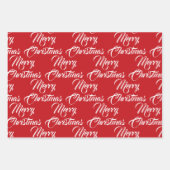 Frohe Weihnachts Rot Schwarz-weiße Drehbuch elegan Geschenkpapier Set (Vorderseite 2)