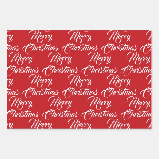 Frohe Weihnachts Rot Schwarz-weiße Drehbuch elegan Geschenkpapier Set (Vorderseite 2)