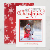 Frohe Weihnachts-Rot-Script-Foto Feiertagskarte (Vorne/Hinten)