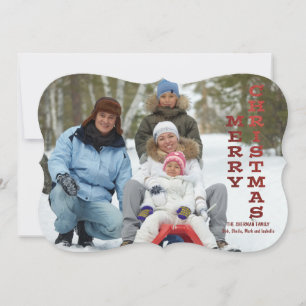 Frohe Weihnachts-Rot-Shimmer-Fotokarte Feiertagskarte