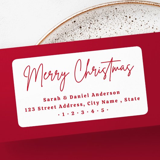 Frohe Weihnachts-Rot-Skript-Rücksendeadresse Adressaufkleber