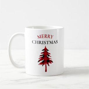 Frohe Weihnachts Rot und Black Buffalo Kariert Kaffeetasse