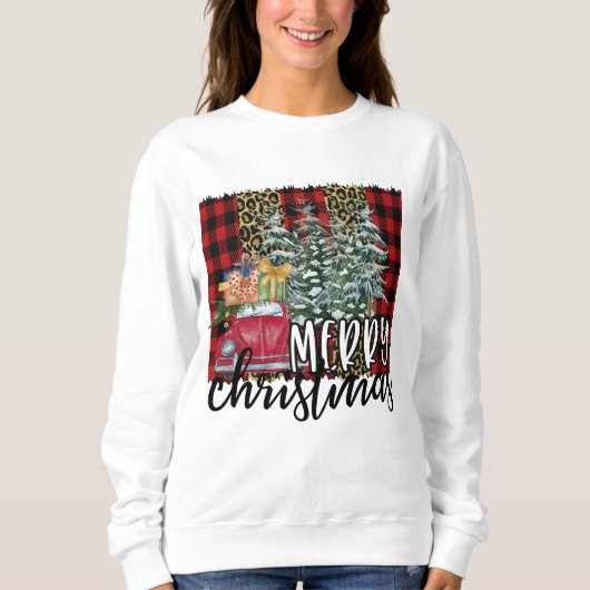 Frohe Weihnachts Rot und Black Buffalo Kariert Sweatshirt (Vorderseite)