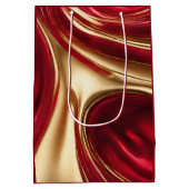 Frohe Weihnachts-Rot und Gold- Mittlere Geschenktüte (Rückseite)
