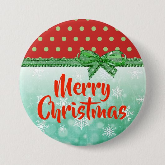 Frohe Weihnachts Rot und Grün Feiertag Button (Vorderseite)