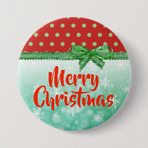 Frohe Weihnachts Rot und Grün Feiertag Button