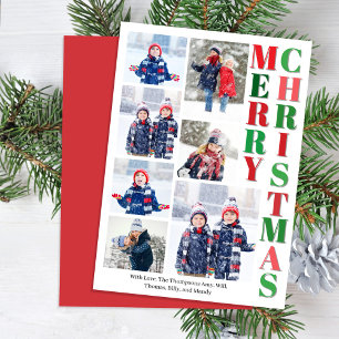 Frohe Weihnachts Rot und Grün Foto Collage Feiertagskarte