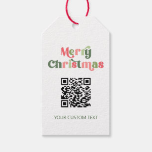 Frohe Weihnachts-Rot und Grüne QR-Code Geschenkanhänger