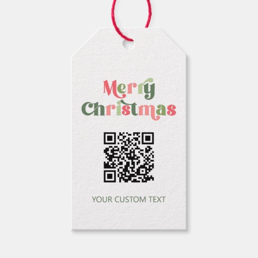Frohe Weihnachts-Rot und Grüne QR-Code Geschenkanhänger (Vorderseite)