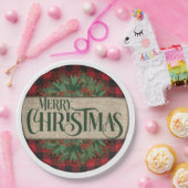 Frohe Weihnachts-Rot-und Schwarz-Kariert Paper Tel Pappteller (Party)