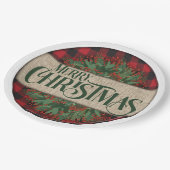 Frohe Weihnachts-Rot-und Schwarz-Kariert Paper Tel Pappteller (Schrägansicht)