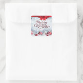 Frohe Weihnachts Rot und Weiß Ornamente Quadratischer Aufkleber (Tasche)