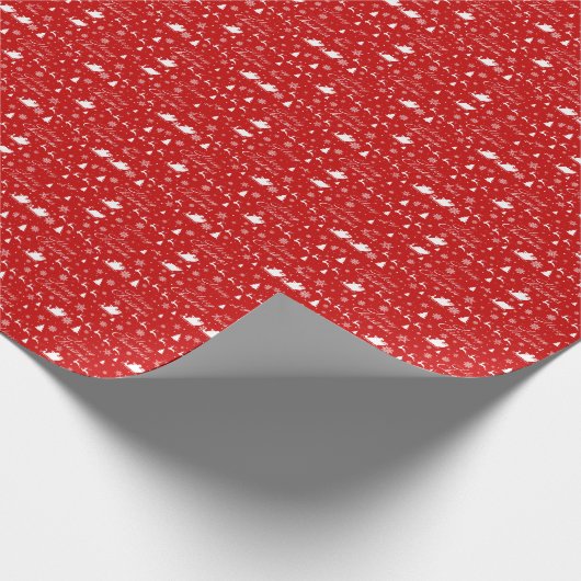 Frohe Weihnachts Rot & Weiß Muster Geschenkpapier (Ecke)