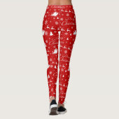 Frohe Weihnachts Rot & Weiß Muster Long Leggings (Rückseite)