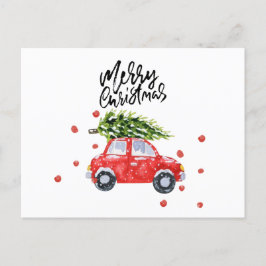 Frohe Weihnachts rote Auto mit Weihnachtsbaum Auto Postkarte
