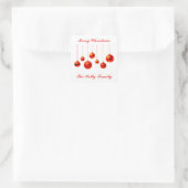 Frohe Weihnachts Rote Balls Dekoration mit Text Quadratischer Aufkleber (Tasche)
