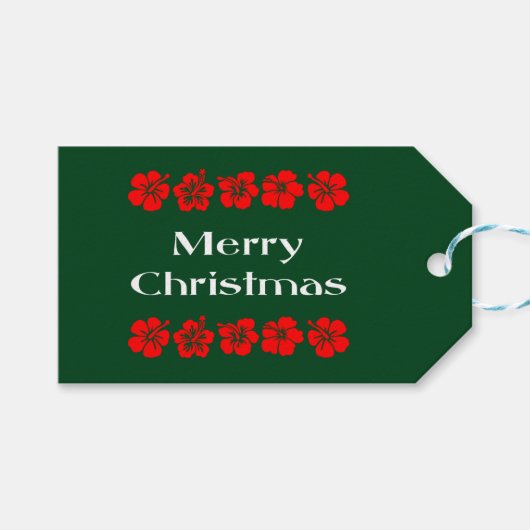 Frohe Weihnachts Rote Blume Farbe Geschenkanhänger (Vorderseite (Horizontal))