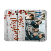 Frohe Weihnachts Rote Foto Collage rustikal Magnet (Horizontal)