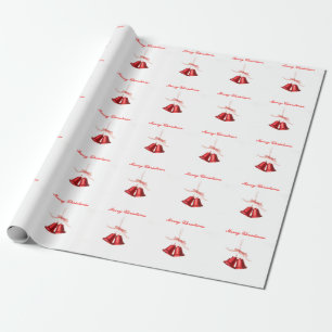 Frohe Weihnachts-Rote Glocke-Dekoration mit Text Geschenkpapier