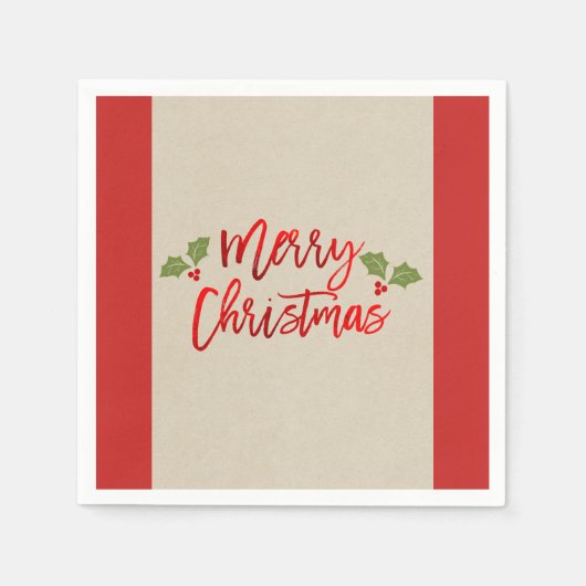 Frohe Weihnachts-Rote Imitate Foil Modern Script K Serviette (Vorderseite)