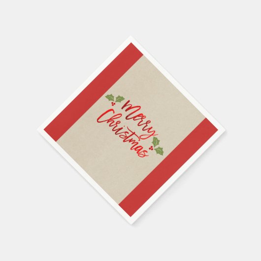 Frohe Weihnachts-Rote Imitate Foil Modern Script K Serviette (Ecke)