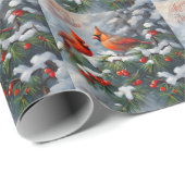 Frohe Weihnachts-Rote Kardinäle mit Wilden Berries Geschenkpapier (Rolleneckpunkt)