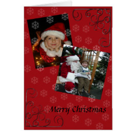 Frohe Weihnachts-rote Karte mit Kind und Santa