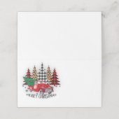 Frohe Weihnachts rote LKW und Bäume Platzkarte (Außenseite Aufgefaltet)